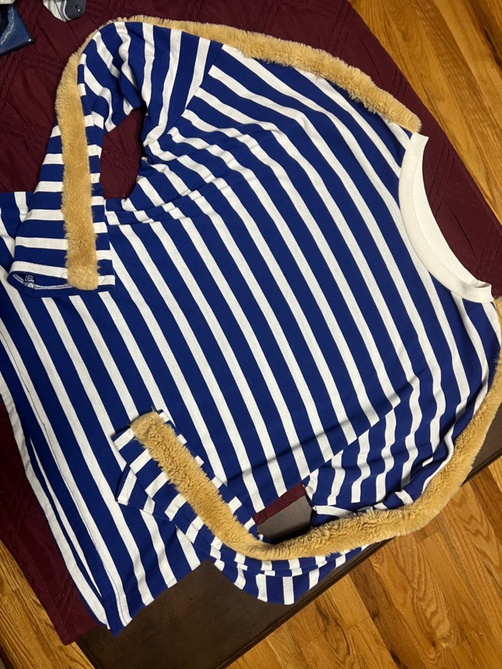 Zara Blue and White Striped Ribbed Knit Top